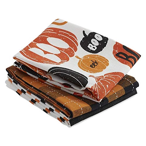 Halloween Hand Towels For The Kitchen Decorative Spooky & Fun Cotton Printed Dishtowel Set, 18x28, Pumpkin Boo, 3 Count - Image 2