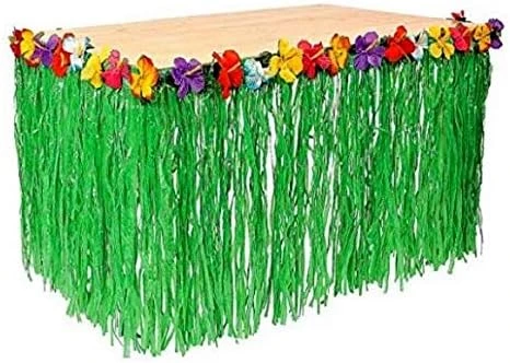 Playscene Tropical Party Decorations, Tiki Party Table Skirts, Tropical Palm Leaves For Luau Party (Hibiscus Table Skirt (1 Piece)) - Image 4