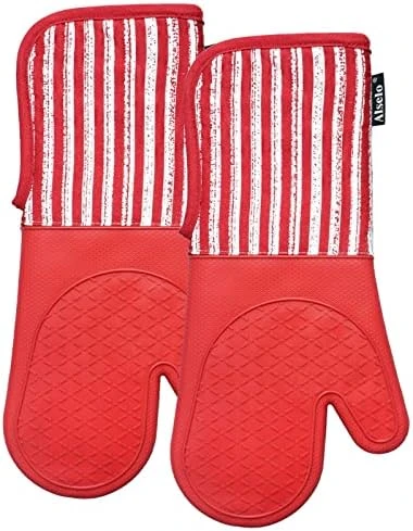Silicone Oven Mitts Heat Resistant 932β With Waterproof & Non-Slip Kitchen Mittens, Set Of 2 Extra Long Oven Gloves With Soft Cotton Terry Lining For Baking Cooking Barbecue - Image 12