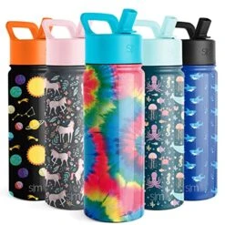 Kids Water Bottle With Straw Lid | Insulated Stainless Steel Reusable Tumbler For School, Girls, Boys | Summit Collection | 18oz, Tie-Dye