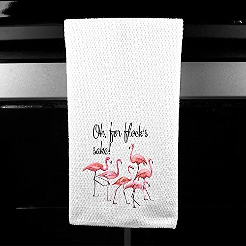 Oh For Flocks Sake Flamingo Funny Saying Kitchen Towel Best Friend Gift - Image 2