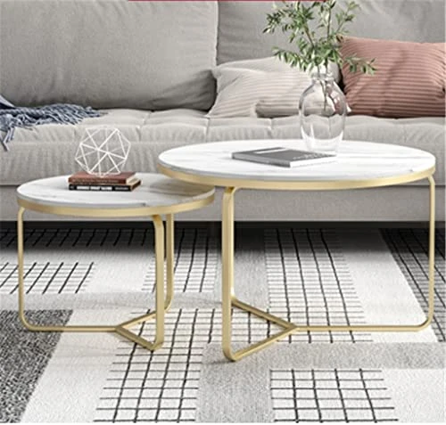 Rock Slab Coffee Table Creative Round Minimalist Scandinavian Style Living Room Small Coffee Table Small Table Marble (Color : Gray, Size : 60 * 45 * 37cm) - Image 2