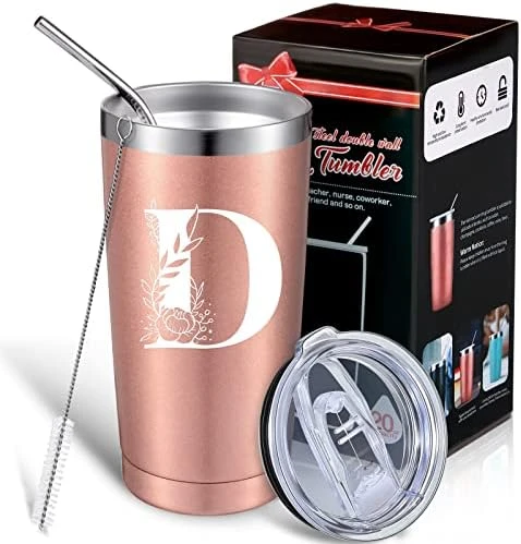 Personalized Initial Mug Tumbler 20oz, Monogrammed Travel Mug With Gift Box For Wedding Birthday Graduation Party, Birthday Christmas Gifts For Women Mom Sisters Teacher Coworker (C) - Image 10