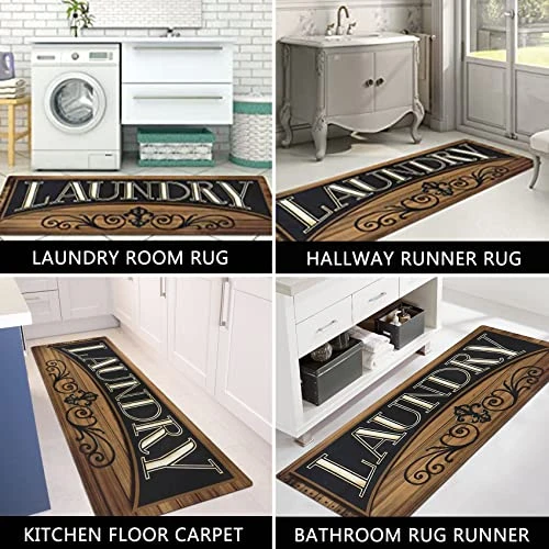 Cekene Laundry Room Runner Rug Non-Slip Rubber Laundry Floor Mat Durable Washable Mats For Washhouse Kitchen Doormat Farmhouse Decor 20x59 Inch - Image 4