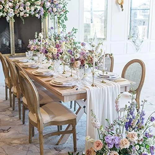 YAWALL Chiffon Table Runner For Wedding Decorations - Dusty Rose Bridal Baby Shower Party Decor Rustic Boho Runners 10ft - Image 11