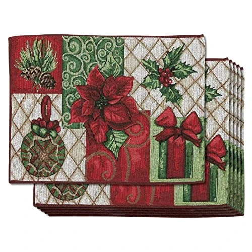 Cloth Christmas Table Placemats, Set Of 6 Holiday Placemats For Xmas Decorations (13 X 18.5 In)