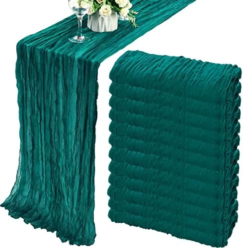 12 Pack 10Ft Cheesecloth Table Runner 35x120 Inch Boho Gauze Table Runner Cheese Cloth Long Table Runner Romantic Table Runner For Wedding Bridal Shower Birthday Party Table Decor (Dusty Sage Green) - Image 9