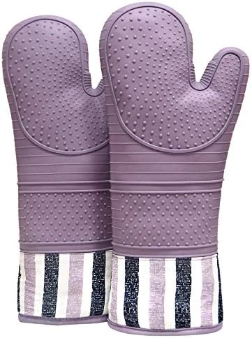 Heat Resistant 550 Degree Oven Mitt, Silicone Oven Hot Mitts - 1 Pair, Extra Long Professional Baking Oven Gloves - Food Safe,Pot Holders Cooking,Grilling,Kitchen (Grey Mittens) - Image 8