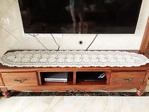 Handmade Crochet Lace Table Cloth Doilies Doily,Rectangle,16 X 24 Inch,Beige - Image 2