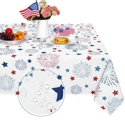 4th Of July Stars Tablecloth, Fourth Of July Patriotic Decoration, 60 X 120 Inch, Polyester Tablecloth, Patriotic Stars Table Cloth For Fourth Of July Decorations