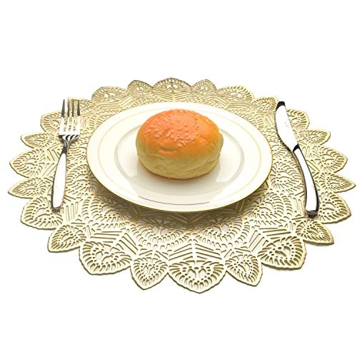 Table Mats Set Of 4 Gold Placemats Dining Table,Pressed Viny Placemats,Wedding Tablemats… - Image 2