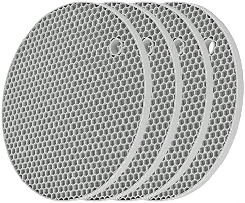 Silicone Trivets For Hot Dishes Pots & Pans, Black Silicone Trivet Mat For Table, Round Pot Holders, Jar Opener & Spoon Rest, Non Slip, Flexible, Durable Heat Resistant Mat Hot Pads Black - Image 6