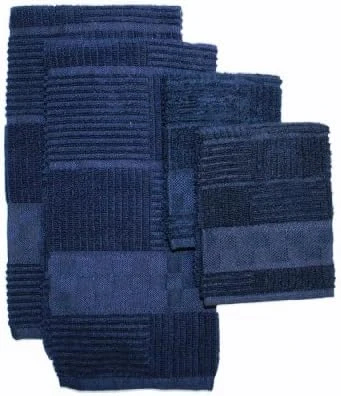 Ritz Gourmet Collection Egyptian Cotton 4-Piece Kitchen Towel And Dish Cloth Set, Black - Image 2