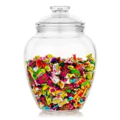 128-Ounce Candy & Cookie Jar With Lid, Premium Acrylic Clear Apothecary Jar, Wedding & Home Décor Centerpiece Cookie Candy Buffet Decorative Kitchen Storage Jar