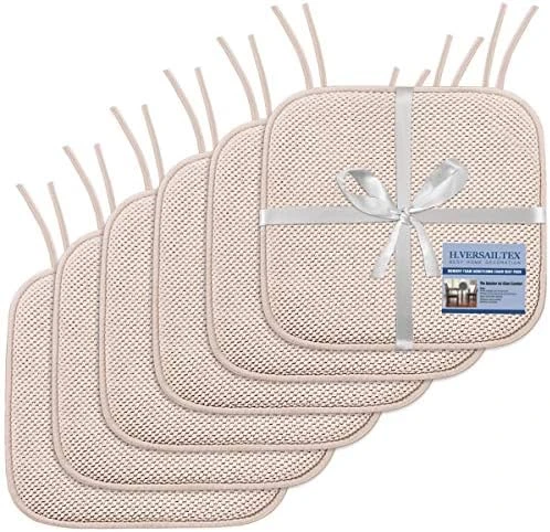 Premium Chair Cushions Memory Foam Chair Pads 4 Pack - 16x16 Inch Thick Soft Seat Cushion Pads Non Slip With SBR Backing And Straps - Durable Mats Pads For Lounge, Kitchen, Navy - Image 8