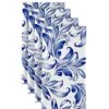 | 18" X 18" Dinner Napkins | Set Of 12 | 100% Polyester | Blue Traditional Leaves