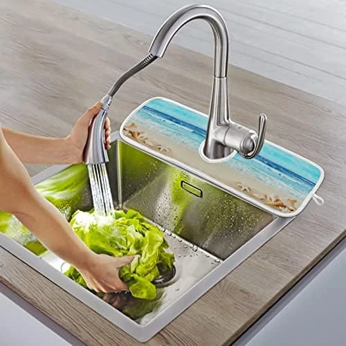 2 Pack Kawaii Mermaid Scales Kitchen Faucet Drying Mat 15''x 6'' Dish Drain Drying Pad Colorful Summer Glitter Absorbent Splash Guard Behind Faucet Drip Catcher Protectors For Sink Bar Bathroom - Image 6