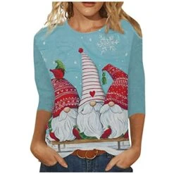 Womens 2022 Fall Fashion Tops Fall Loose Tops Christmas Print Long Sleeve Sweatshirts Plus Size Pullover Top Fall