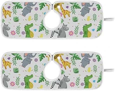 Kcldeci 2 Pack Faucet Mat Splash Guard For Kitchen Sink,Wild Animals Cartoons With Leaves 23x5 Inch Faucet Handle Drip Catcher Tray Absorbent Mat Fast Dry Mat For Kitchen, Bathroom - Image 6