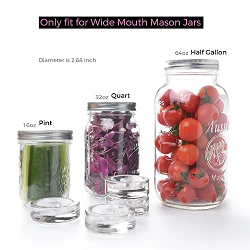 4-Pack Fermentation Glass Weights With Easy Grip Grooved Handles Heavy Fermenting Lids Fermentation Kit For Any Wide Mouth Mason Jars - Image 3
