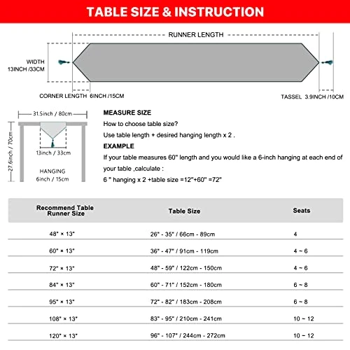 Farmhouse Table Runner, 13x72 Inches Luxury Double Layer Cotton Jacquard Boho Table Runner With Tassel Golden Illusion Collection For Dining Room Dresser Decor - Image 4