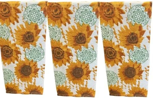 3 Pc Sunflower Kitchen Towel Set - 100% Cotton, Perfect Sunflower Kitchen Decor Set, Sunflower Gifts, Comes In A Gift Bag For Givingmats - Comes In An Organza Bag So It's Ready For Giving! - Image 8