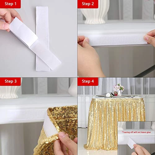 Juya Delight Sequin Table Skirt Rectangle Round Table Cover For Party Wedding Baby Shower Decoration(Bright Gold,L 14(ft) * H 30in ) - Image 2