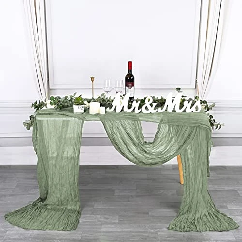 6 Pack Sage Green Cheesecloth Table Runner 13Ft Boho Gauze Table Runner Cheese Cloth Long Rustic Sheer Table Runner For Wedding Bridal Baby Shower Birthday Party Cake Table Arbor Decorations - Image 6