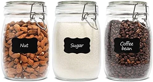 Airtight Glass Canister Set Of 3 With Lids 78oz Food Storage Jar Square - Storage Container With Clear Preserving Seal Wire Clip Fastening For Kitchen Canning Cereal,Pasta,Sugar,Beans,Spice - Image 4