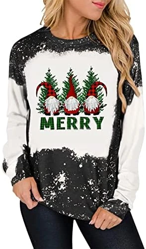 Womens 2022 Fall Fashion Tops Cute Loose Tops Sweatshirts Long Sleeve Christmas Print Crew Neck Pullover Top Streetwear - Image 4