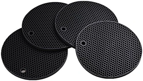 Silicone Trivets For Hot Dishes Pots & Pans, Black Silicone Trivet Mat For Table, Round Pot Holders, Jar Opener & Spoon Rest, Non Slip, Flexible, Durable Heat Resistant Mat Hot Pads Black - Image 7