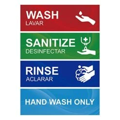 Wash Rinse Sanitize Sink Labels, Hand Wash Only Sign, 4 Pack 3 Compartment Sink Waterproof Sticker Signs For Wash Station, Commercial Kitchens, Restaurant, Food Trucks, Busing Stations, Dishwashing…