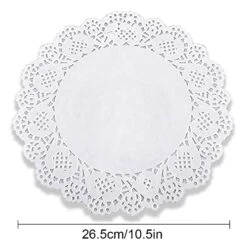 100PCS White Lace Paper Doilies For Wedding, Birthday, Cakes, Desserts, Light Brown Doilies For Food, Formal Events(10.5 Inch Round )