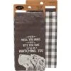 By Kathy 2 Towel Set - Every Meal You Make I’ll Be Watching You & Beware Of Wigglebutts -Dog Lover -Buffalo Plaid 149137