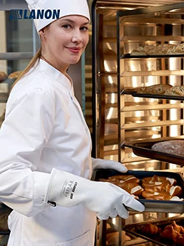 Quid Silicone Gloves, Heat Resistant Oven Gloves With Fingers, Food Grade, Waterproof, White, Large - Image 4