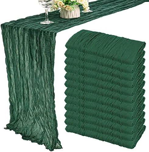12 Pack 10Ft Cheesecloth Table Runner 35x120 Inch Boho Gauze Table Runner Cheese Cloth Long Table Runner Romantic Table Runner For Wedding Bridal Shower Birthday Party Table Decor (Dusty Sage Green) - Image 11