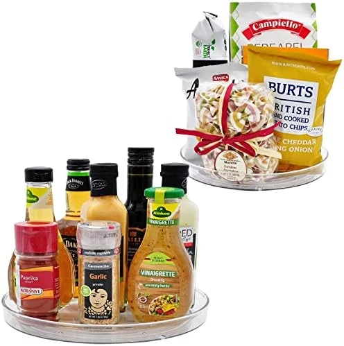 Lazy Susan Turntable Food Storage Container For Cabinets, Pantry, Refrigerator, Countertops, BPA Free - Spinning Organ-izer Rack For Spices, Condiments, Baking Supplies - 9" Round,Clear - Image 7