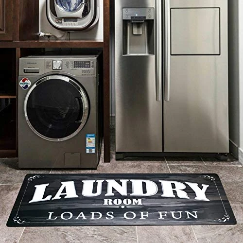 USTIDE Black White Laundry Room Rug Runner, Farmhouse Laundry Foam Mats For Washroom Bathroom Non Skid Laundry Mats, Kitchen Mat, 20x48, Loads Of Fun Decor - Image 4