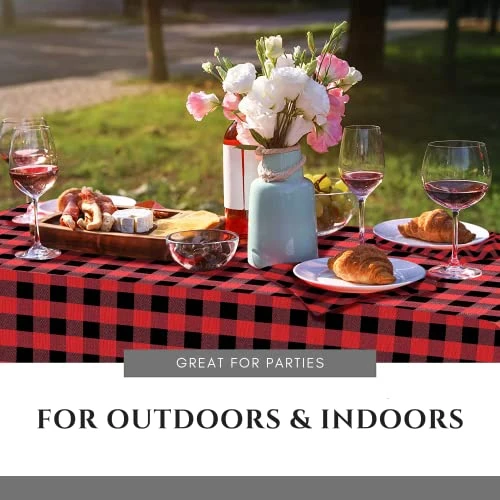 Ed And Black Plaid Tablecloth 60x84 Buffalo Check | Superior Fabric To 100% Cotton | Red & Black Buffalo Plaid Checkered Gingham Rectangle Farmhouse Table Cloth - Image 5