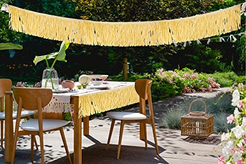 Ayfjovs Hawaiian Grass Table Skirt, 157 X 11.8 Inch Luau Grass Raffia Fringe Banner With 10 Pieces Hook Loop Strips With Adhesive for Luau Party Decorations, Tiki Bar, Beach Decorations - Image 5