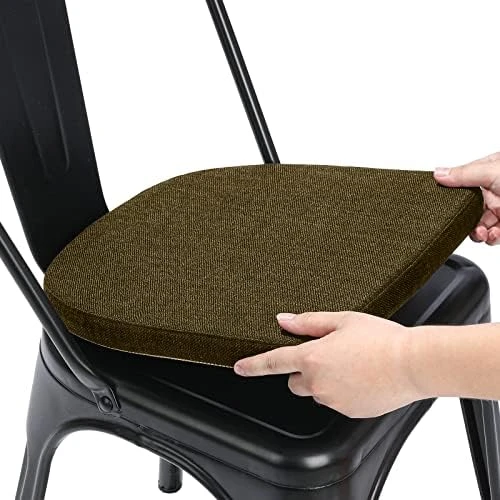 Natural Linen 14x14 Magnetic Cushions For Metal Chair Set Of 4, Enhanced Anti-Slip Seat Pads For Dining Kitchen Café Stackable Chairs (U-Shape, Black, 4 Counts) - Image 15