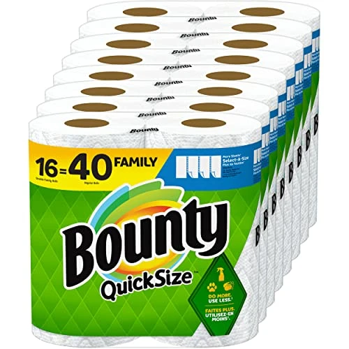 Quick-Size Paper Towels, White, 16 Family Rolls = 40 Regular Rolls (Packaging May Vary)