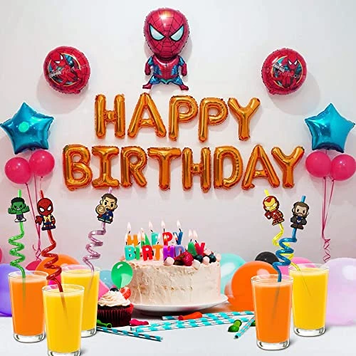 32Pcs Superhero Straws For Avenger Party Favor - 32Pcs Reusable Drinking Straws With 8 Designs+36 Stickers+2 Brushes. Perfect For Superhero Party Supplies, Great For Avenger Themed Party - Image 5