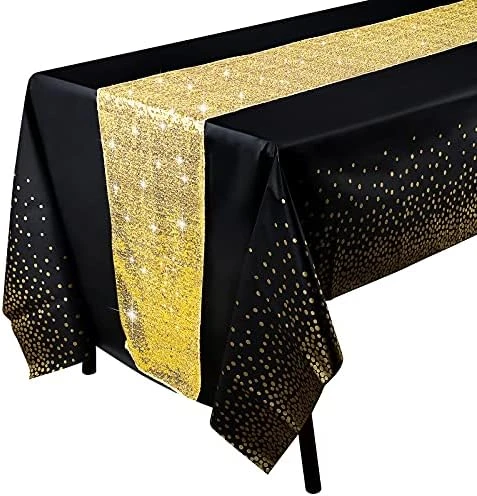 Rose Gold Tablecloth, 12x108inch Sequins Table Runners And 54x108inch Plastic Table Cloths For Party Decorations, Sparkling Party Supplies Table Cover For Indoor Outdoor Parties - Image 5