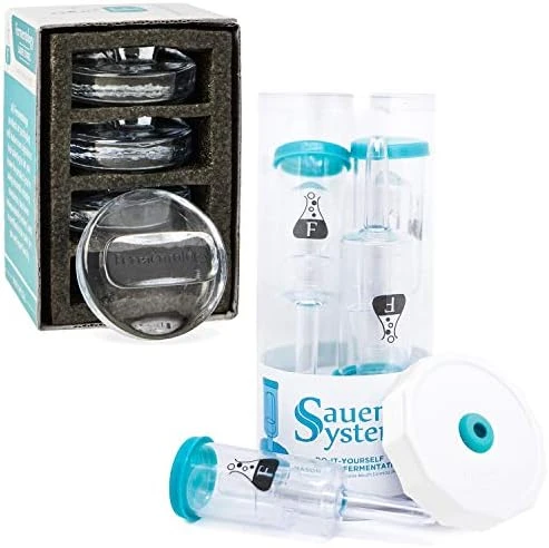 Fermentation Airlocks And Weights Combo - Sauer System Airlock Lids And Sauer Stones Glass Fermentation Weights - FOR WIDE MOUTH MASON JARS - Image 7