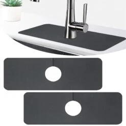 Professional Sink Faucet Mat, Water Splash Guard For Sink Faucet, Absorbent Sink Drip Catcher, 15" Ternal Sink Mat, Dish Drying Pad Behind Faucet, Drip Mat For Kitchen Bathroom, Farmhouse, RV- 2Pack