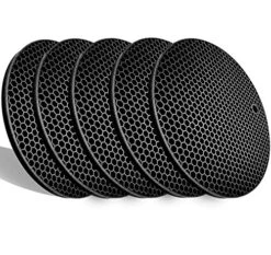 5 Pack Extra Thick Silicone Trivets Heat Resistant Pot Holder And Oven Mitts,Trivets For Hot Dishes,Nonslip Insulation Honeycomb Rubber Hot Pads For Countertop,Multi-Purpose & Flexible Mats,BK