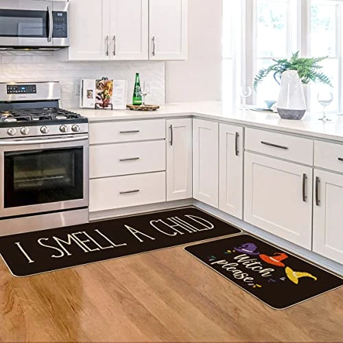 Artoid Mode Black Halloween Decorative Kitchen Mats Set Of 2, Seasonal Low-Profile Floor Mat 17x29 And 17x47 Inch - Image 5