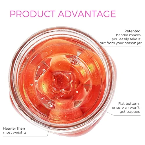 4-Pack Fermentation Glass Weights With Easy Grip Grooved Handles Heavy Fermenting Lids Fermentation Kit For Any Wide Mouth Mason Jars - Image 5