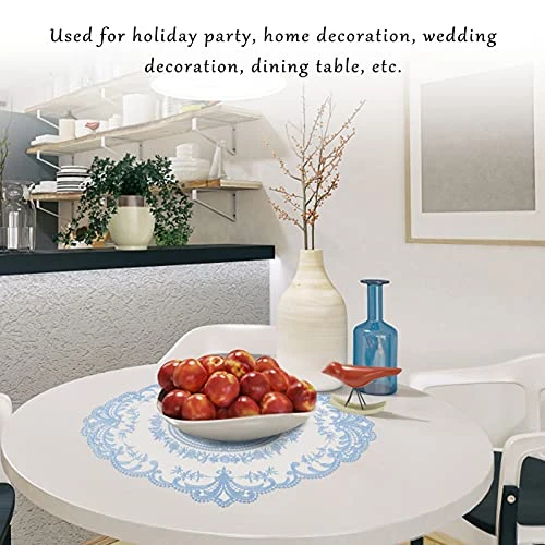 Lace Placemat Lace Doilies Table Runner Retro French Style Table Topper Coasters Blue Cup Mat Oval Dresser Scarf Doily For Wedding Birthday Dinner Party Home Decor 2Pcs - Image 5